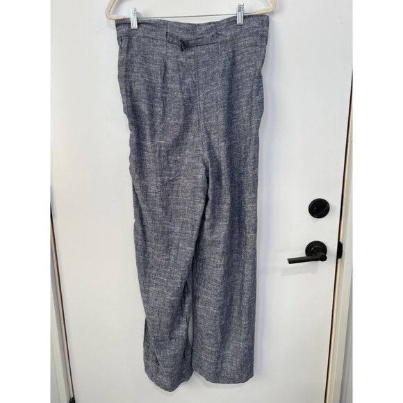 Max Studio Small Blue Chambray Wide-Leg Womens Pants With Adjustable Waist & Sid - Picture 2 of 10